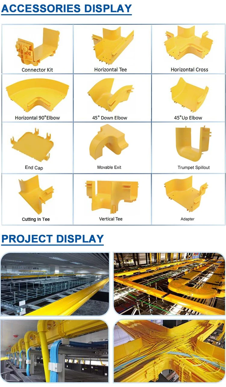 Indoor 240mm Channel Type China Outdoor Yellow Fiber Optic Runner Cable Tray