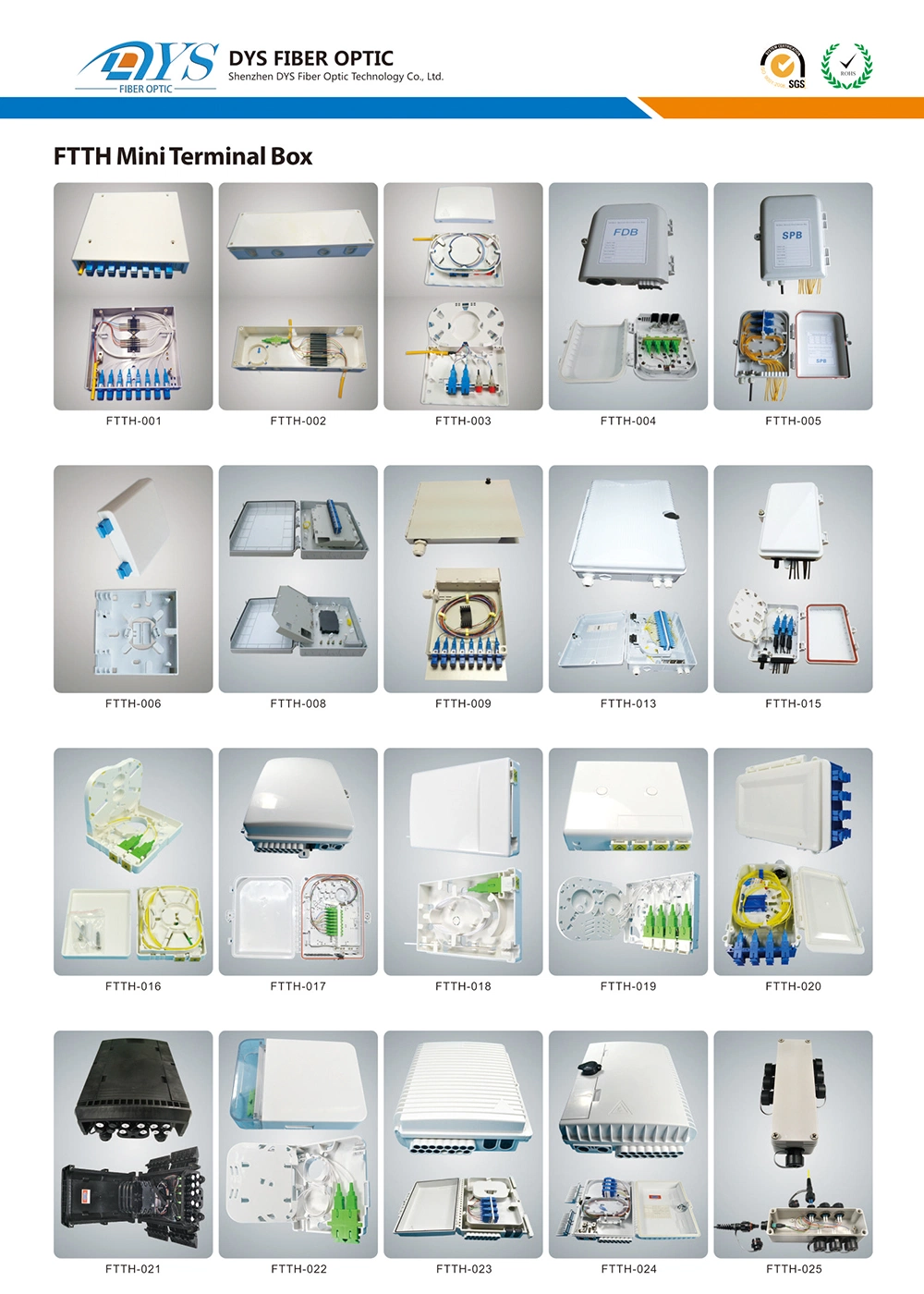 Indoor/Outdoor 1 2 4 6 8 16 24 Cores/Ports ABS Fdb Nap SMC FTTH Ftta Wall Mount Splitter Mini Plastic Box Fiber Optic/Optical Cable Distribution Terminal Box